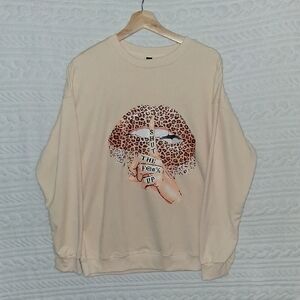 Chic Beige Graphic Sweatshirt